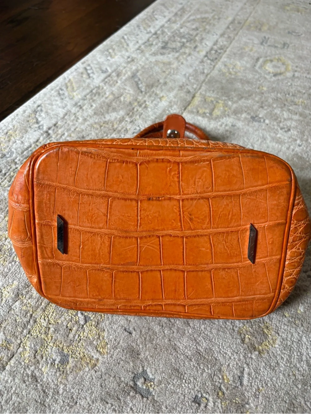Colombo Via Della Spiga Orange Crocodile Leather Bag